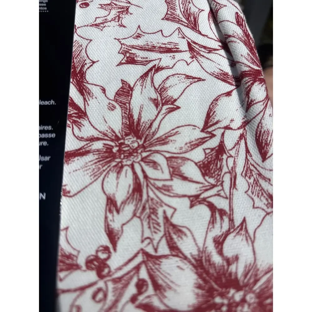 Lauren Ralph Lauren Christmas Tablecloth NEW Poinsettia Cotton 60x104 Preppy - Picture 6 of 6
